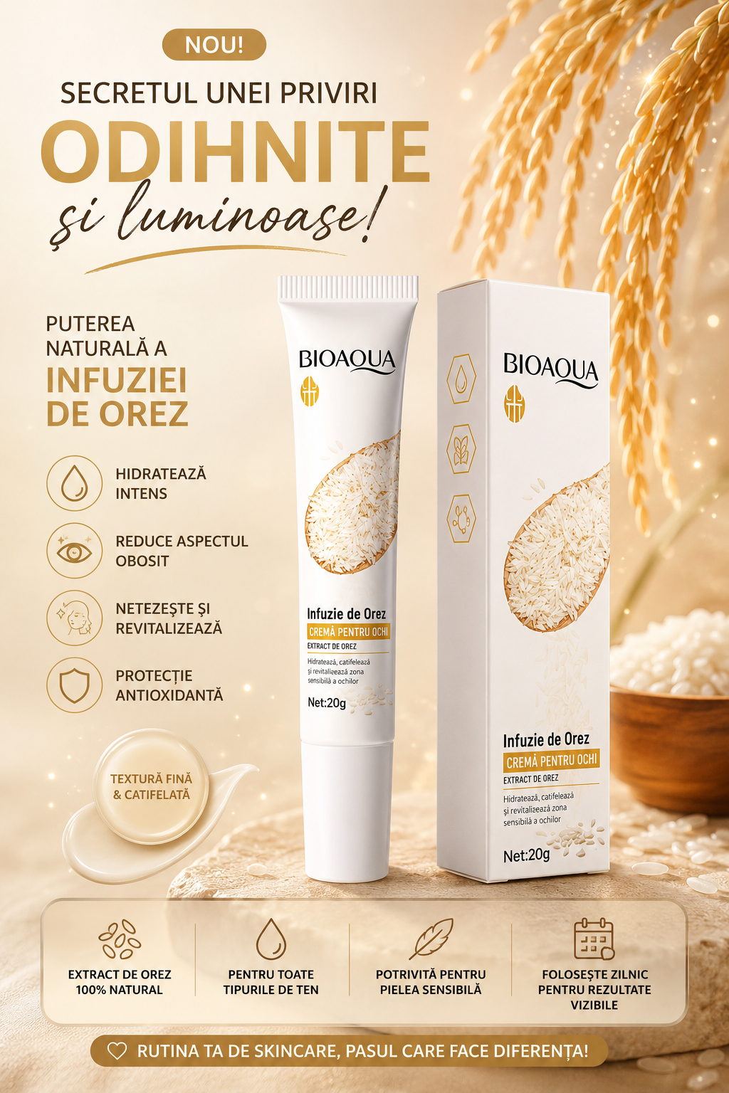 Cremă pentru Ochi cu Extract de Orez