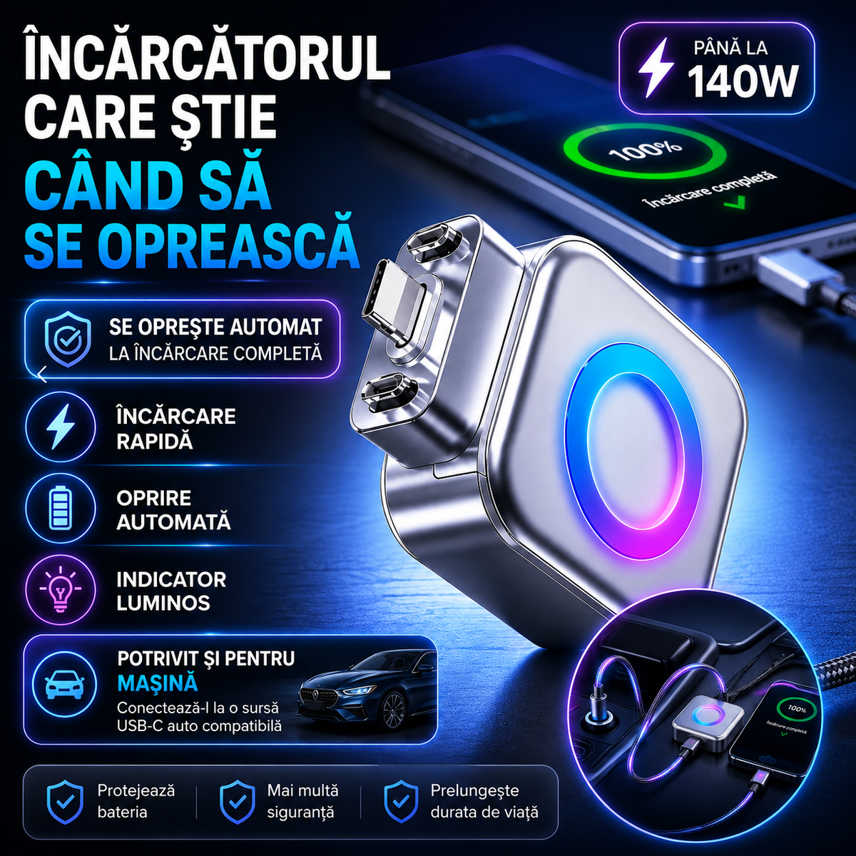 Încărcător Inteligent cu Oprire Automată